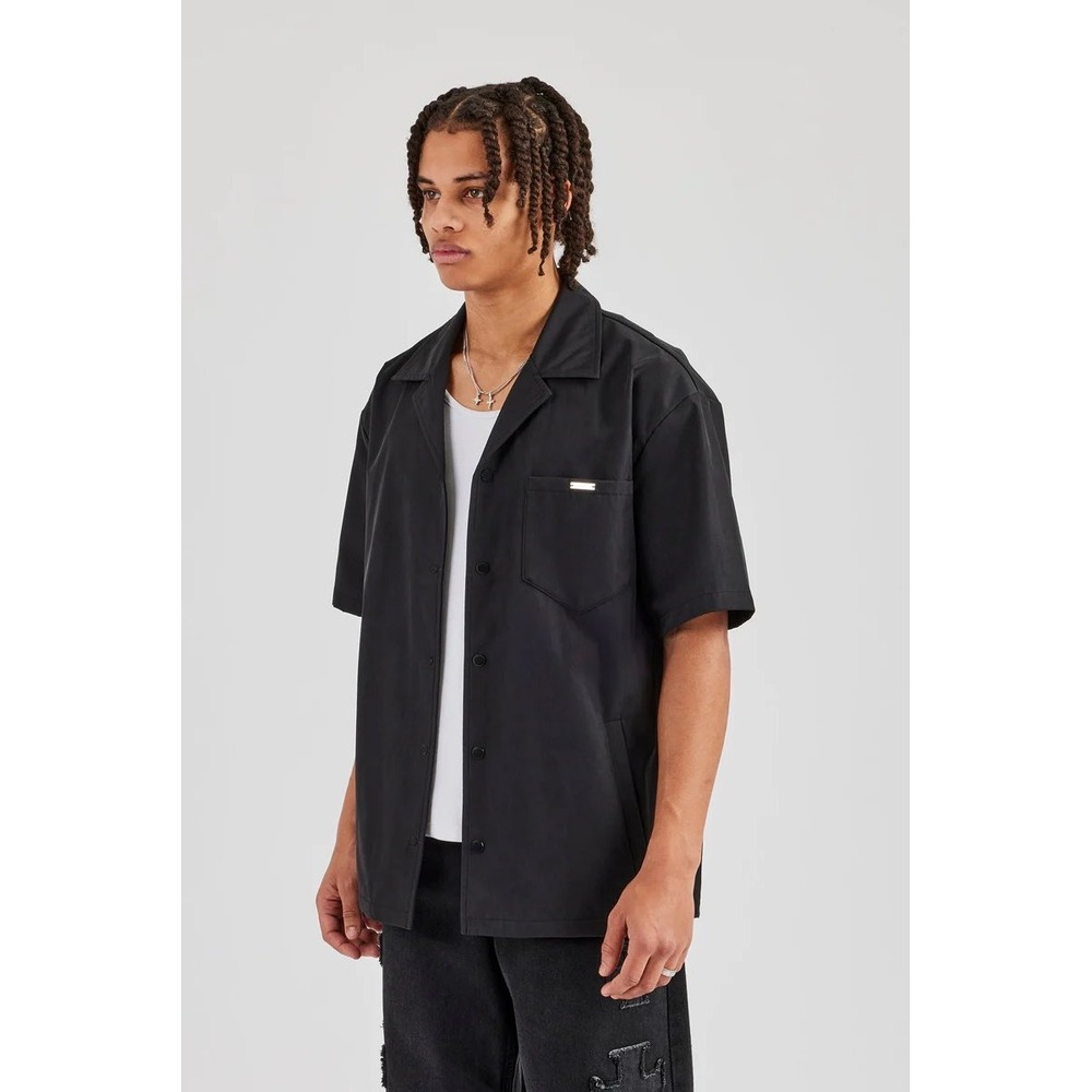CERNUCCI Mens Nylon Cargo Logo Shirt Black Size‎ Large New With Tags